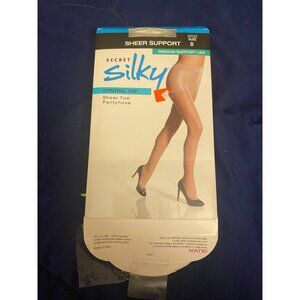 Secret Silky Sheer Support Nude Pantyhose Panty hose Size B New Support